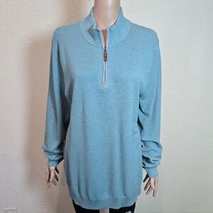 Tommy Bahama Island Zone Quarter Zip Mens Pullover Size Lg Greenish Blue Sweater